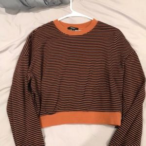 Forever 21 Striped Aesthetic Brown Crop top